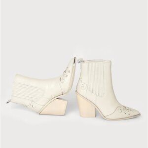 Trim Bone Multi Leather Pointed-Toe Western Booties